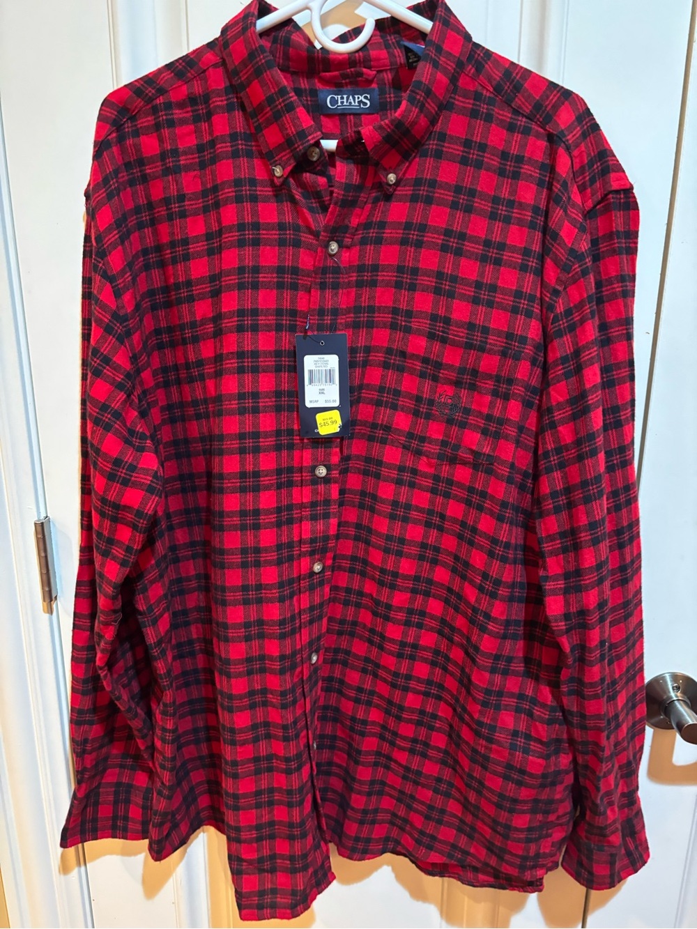 Chaps Red and Black Plaid Button-Down Shirt